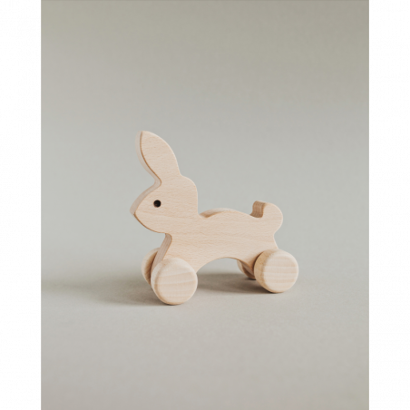 Zajączek  - drewniana zabawka na kółkach