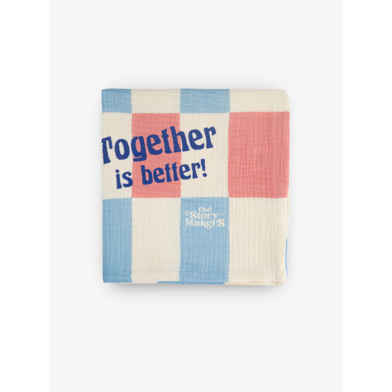 The Story Makers mięsisty otulacz z organicznego muślinu Together is better! 120 cm x 130 cm