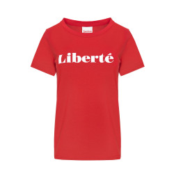 LIBERTÉ CZERWONY T-SHIRT Z NADRUKIEM - JANINA WARSAW