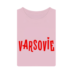 VARSOVIE RÓŻOWY T-SHIRT Z CZERWONYM NADRUKIEM - JANINA WARSAW