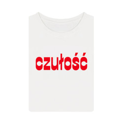 CZUŁOŚĆ BIAŁY T-SHIRT Z CZERWONYM NADRUKIEM - JANINA WARSAW
